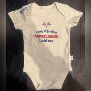 Cream Baby Onesie - I only cry whenever Republicans hold me